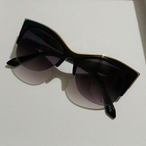 Perverse Black & Gold Tone Sharp Cat Eye Shades